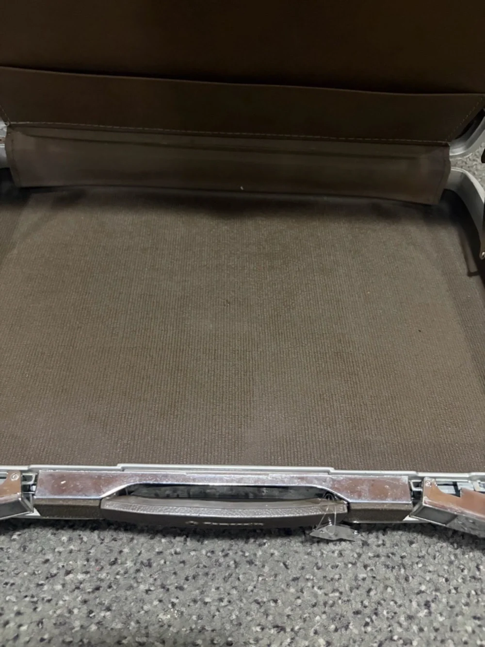 Brown & Silver Hard-Sided Briefcase with Brown Interior